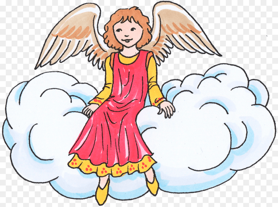 Christmas Angel On A Cloud Clipart, Person, Face, Head Free Png