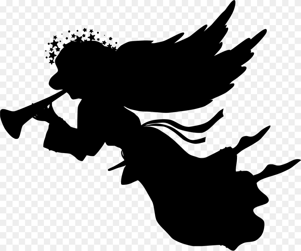 Christmas Angel Silhouette, Stencil, Person, Cupid Free Png Download