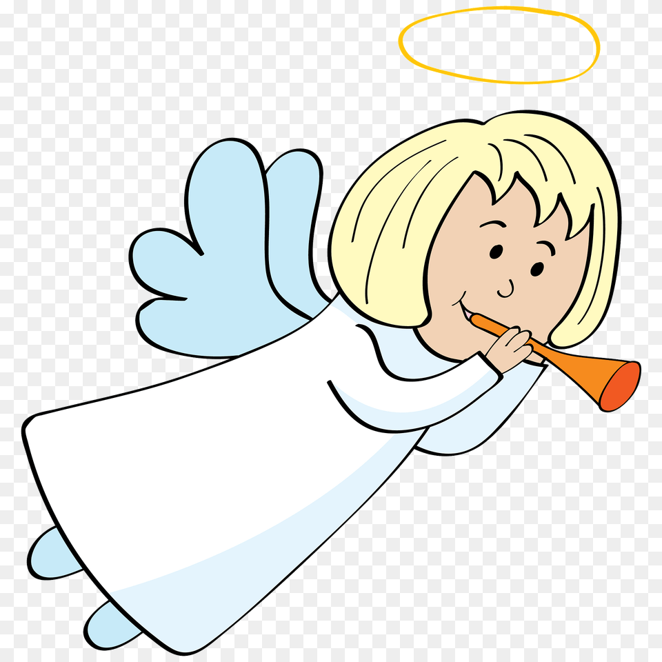 Christmas Angel With A Trumpet Clipart, Baby, Person, Face, Head Free Transparent Png