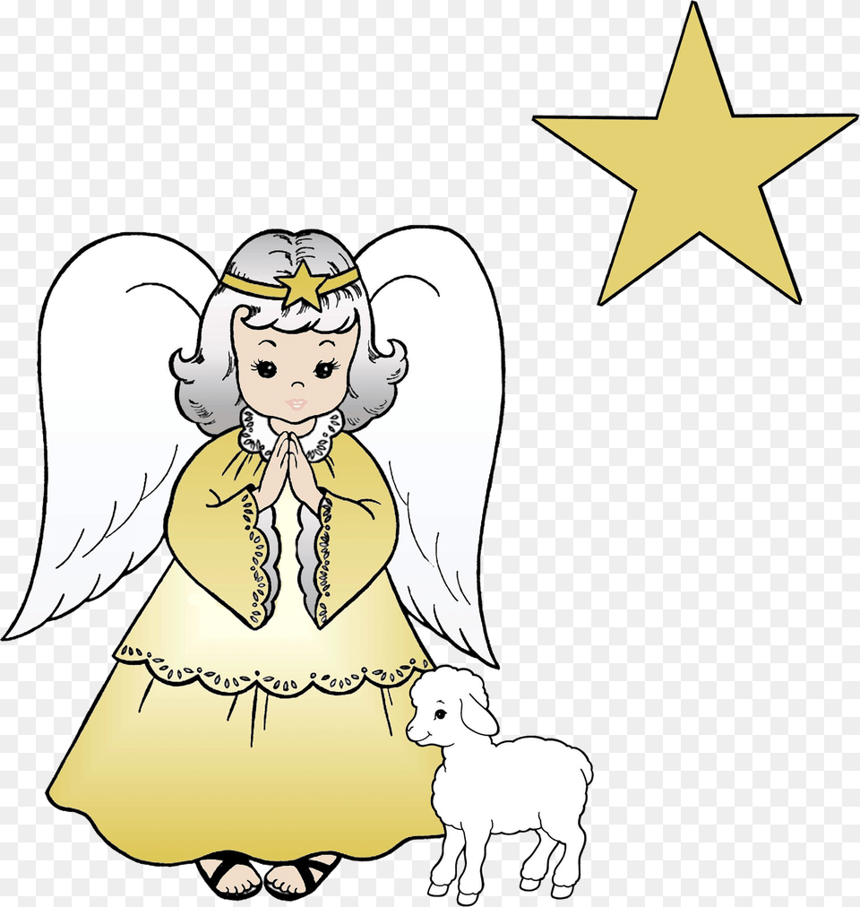 Christmas Angel With Lamb Clipart, Baby, Person, Face, Head Png Image