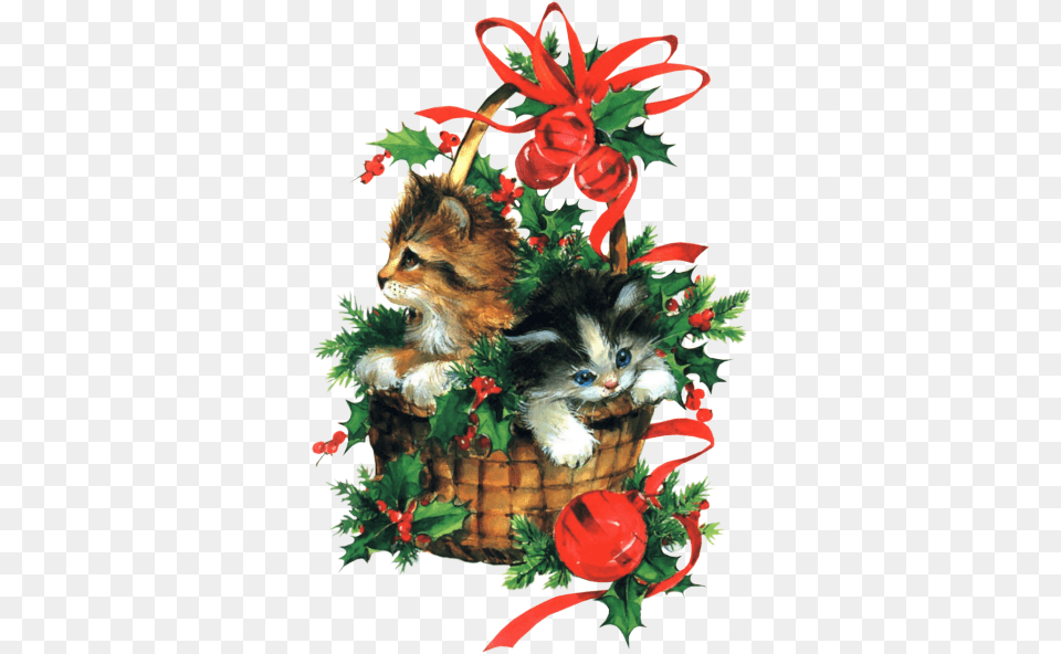 Christmas Animals And Psp Glitter Christmas Tree, Animal, Cat, Kitten, Mammal Free Transparent Png