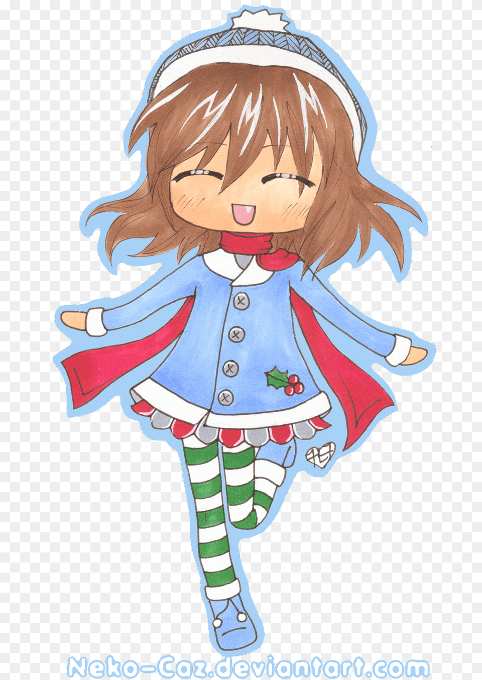 Christmas Anime Girl Chibi, Book, Comics, Publication, Baby Free Png Download