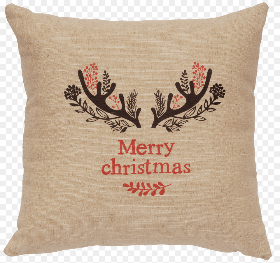 Christmas Antlers Linen Pillow Christmas Day Free Png Download