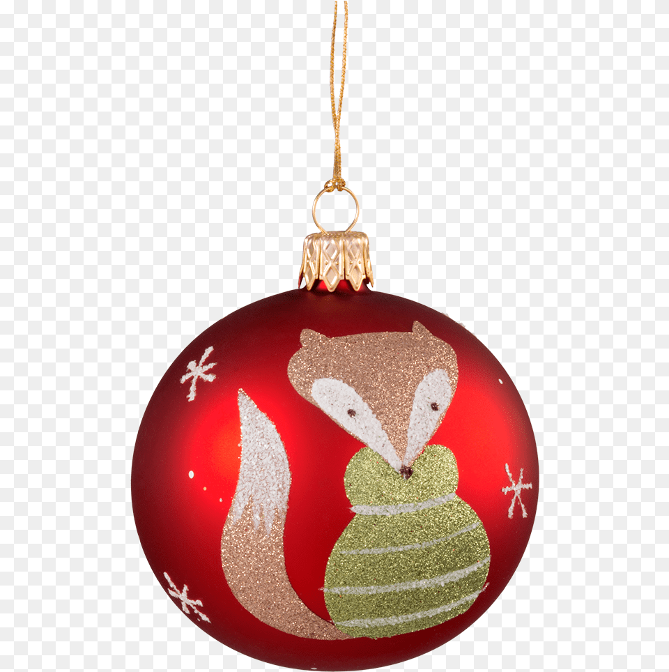 Christmas Ball Ornament Red With Fox 7 Cm Christmas Ornament, Accessories Free Png