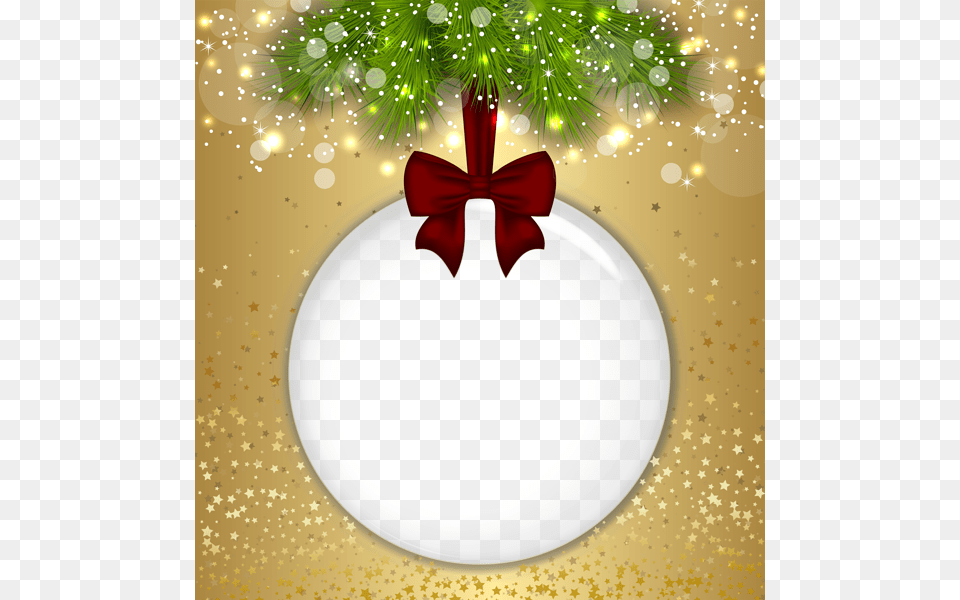 Christmas Ball Transparent Gold Frame Christmas Ball Frame, Plate, Leaf, Plant Png