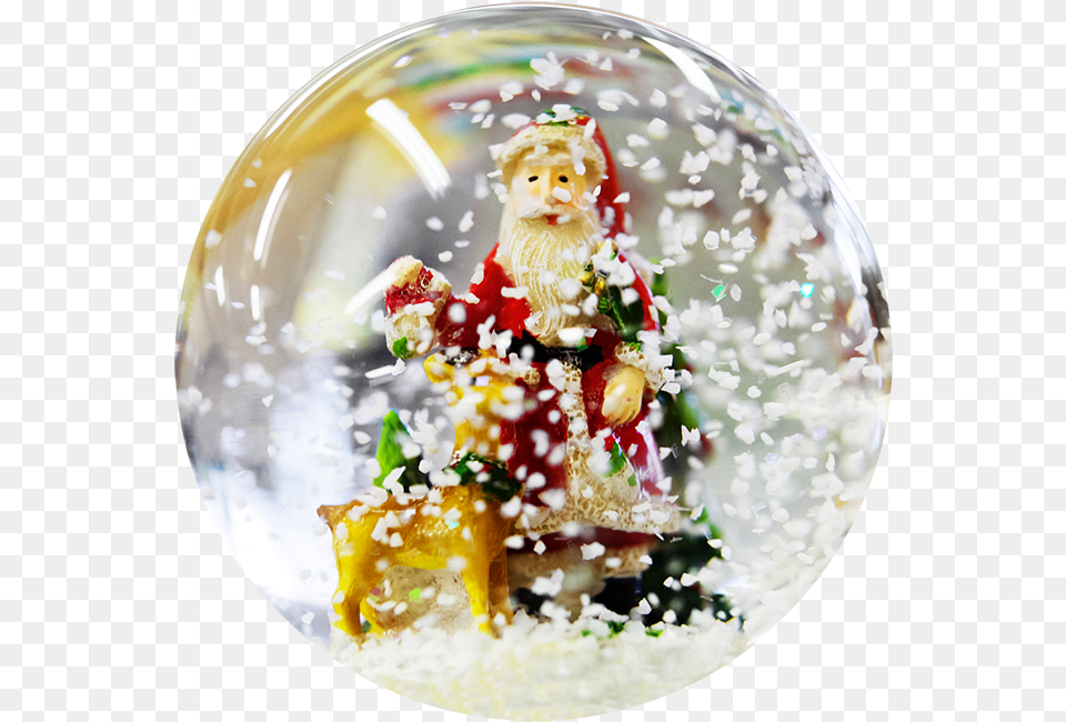 Christmas Ball With Snow And Santa Christmas Tree, Photography, Food, Sweets, Face Png Image