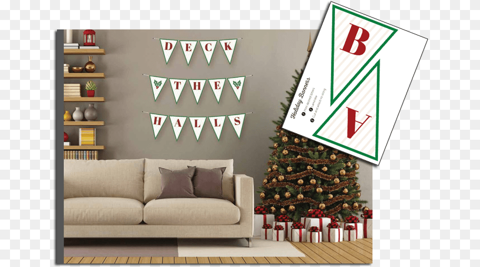 Christmas Banner Christmas Tree, Couch, Christmas Decorations, Festival, Furniture Free Transparent Png