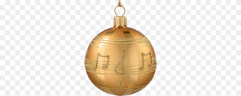 Christmas Bauble Gold Coloured With Musical Notes Music Christmas Bauble, Accessories Png Image