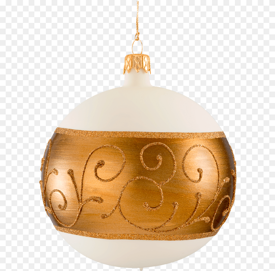 Christmas Bauble White Matt With Copper Tape Christmas Ornament, Lamp, Chandelier, Light Fixture Free Png