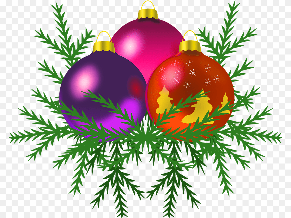 Christmas Baubles On Tree Transparent Background Christmas Trio Of Holiday Ornaments Round Ornament, Purple, Art, Graphics Free Png Download