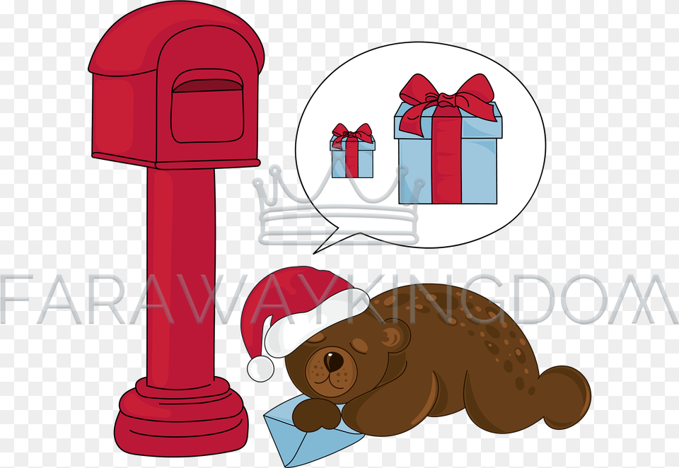 Christmas Bear Illustration, Mailbox Free Png Download