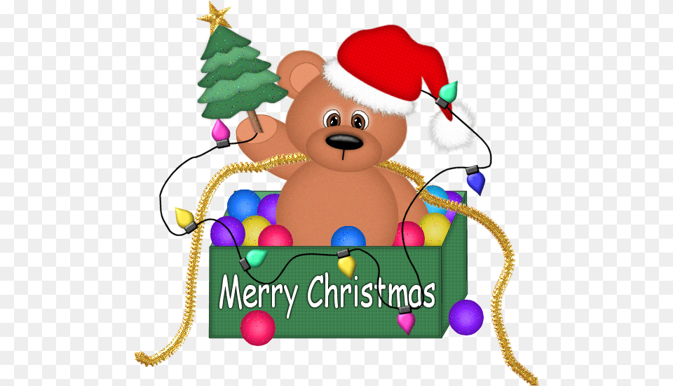 Christmas Bear With Lights Clipart Christmas Clip Art, Elf, Nature, Outdoors, Snow Png