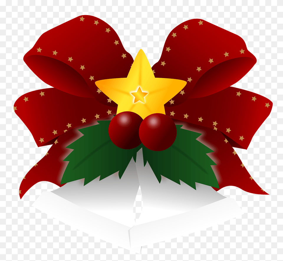 Christmas Bell And Ribbon Clipart, Flower, Leaf, Petal, Plant Free Transparent Png