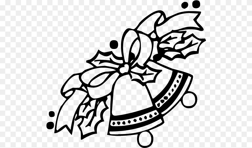 Christmas Bell Black And White, Gray Free Transparent Png