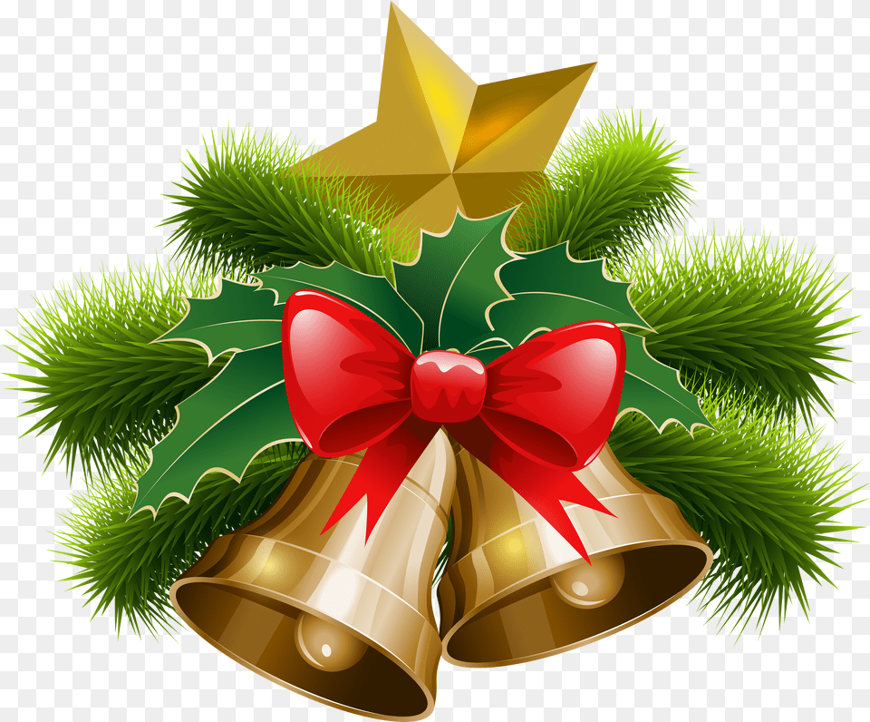 Christmas Bells And Bow Clip Art Image New Year Bell Free Png
