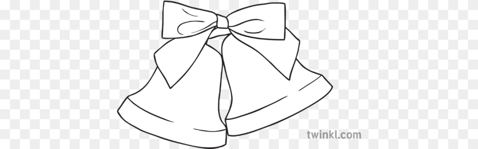 Christmas Bells Black And White 2 Illustration Twinkl Line Art, Accessories, Formal Wear, Tie, Bow Tie Free Png Download