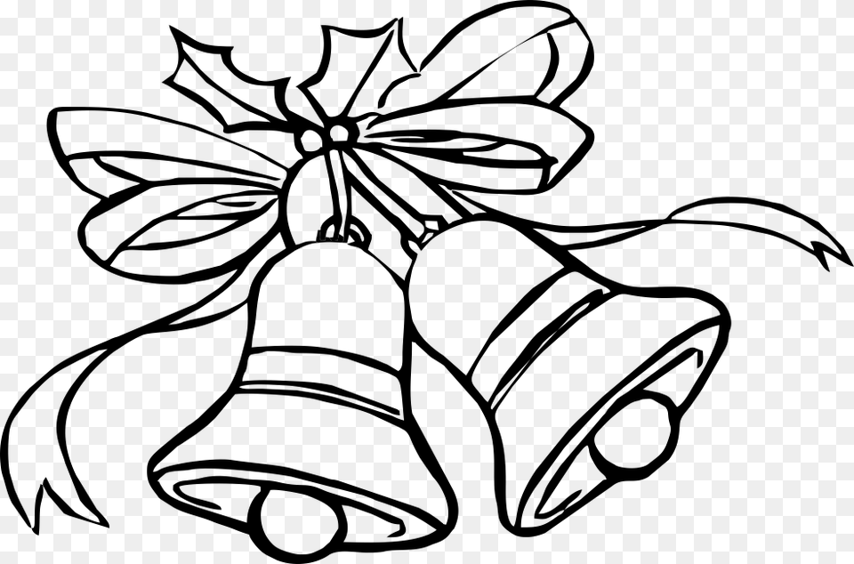 Christmas Bells Drawing Christmas Bells Line Art, Gray Png Image