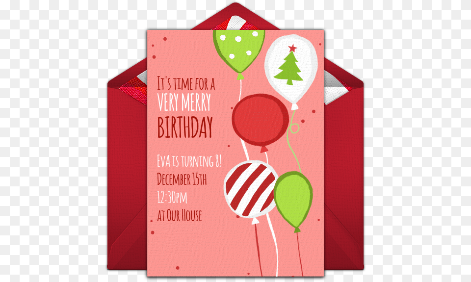 Christmas Birthday Balloons Online Invitation Bridal Shower, Envelope, Greeting Card, Mail, Advertisement Free Transparent Png