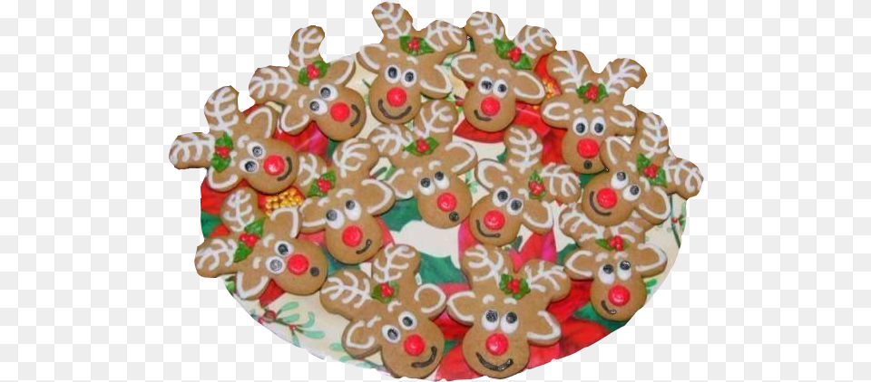 Christmas Biscuits Transparent Upside Down Gingerbread Reindeer Cookies, Cookie, Cream, Dessert, Food Png Image