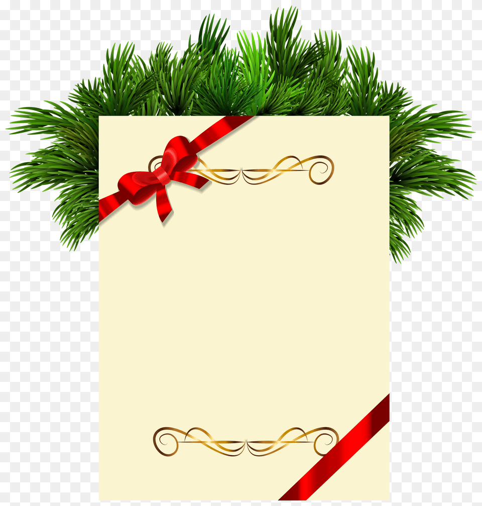 Christmas Blank With Pine Branches Clipart Gallery, Plant, Tree, Conifer, Mailbox Free Png