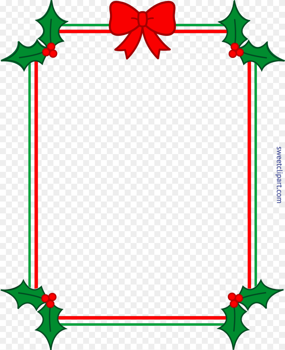 Christmas Border Frame Holly Ribbon Clip Art Free Png Download