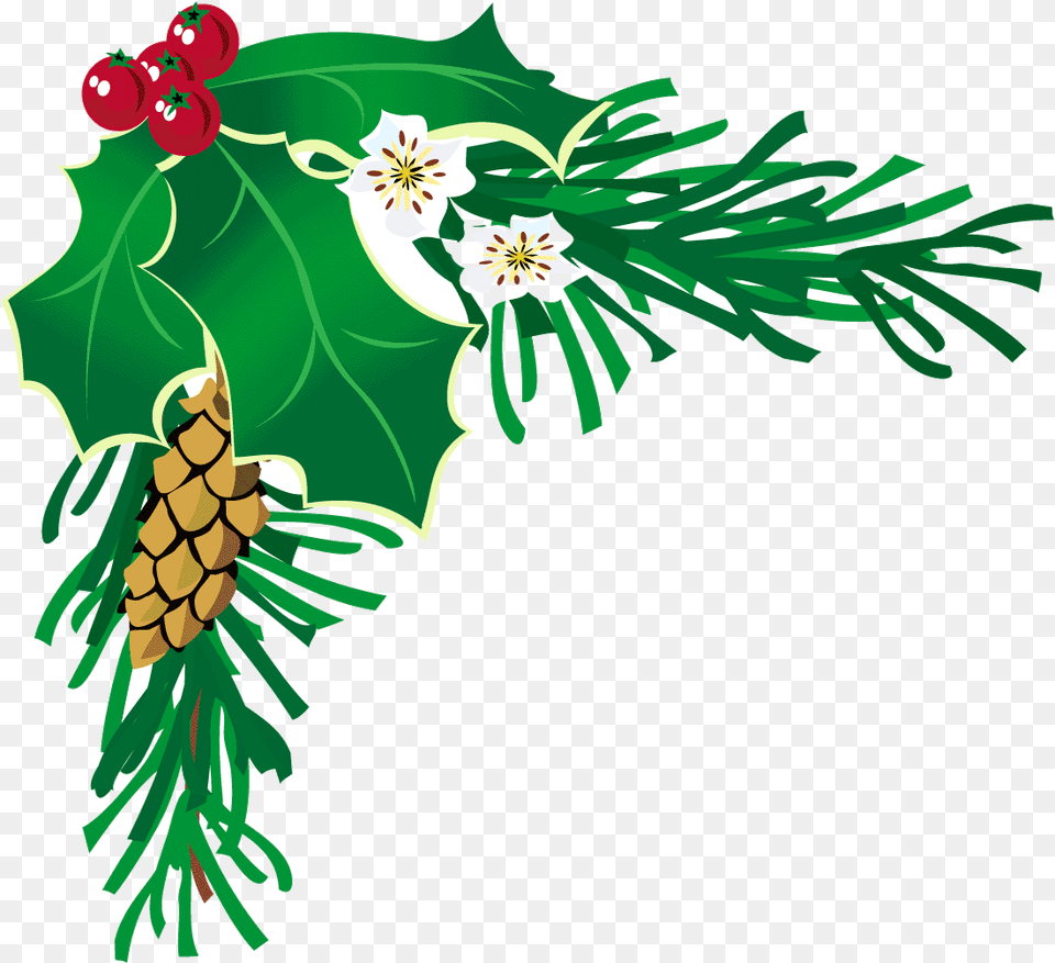 Christmas Border X Ribbons Elegant Holly Meal Ticket Holly Clipart Corner, Tree, Plant, Green, Conifer Free Transparent Png