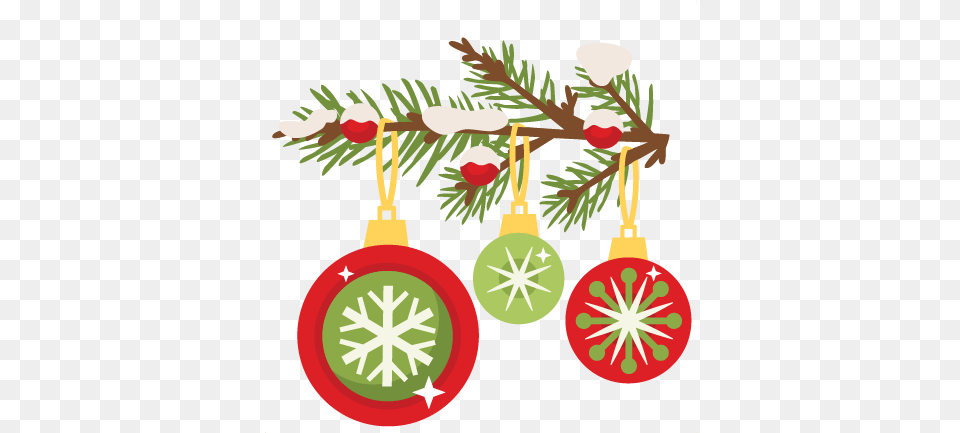 Christmas Branch With Ornaments Svg Cuts Scrapbook Cut File Cute Christmas Ornament Clipart, Accessories, Christmas Decorations, Festival Png Image
