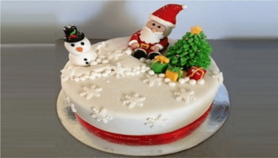Christmas Cake On Christmas Cake Decorating, Torte, Food, Dessert, Cream Png Image