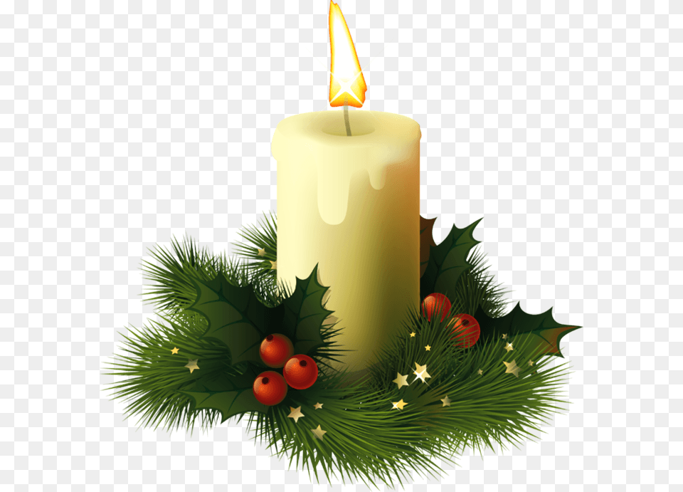 Christmas Candle, Plant Free Png Download