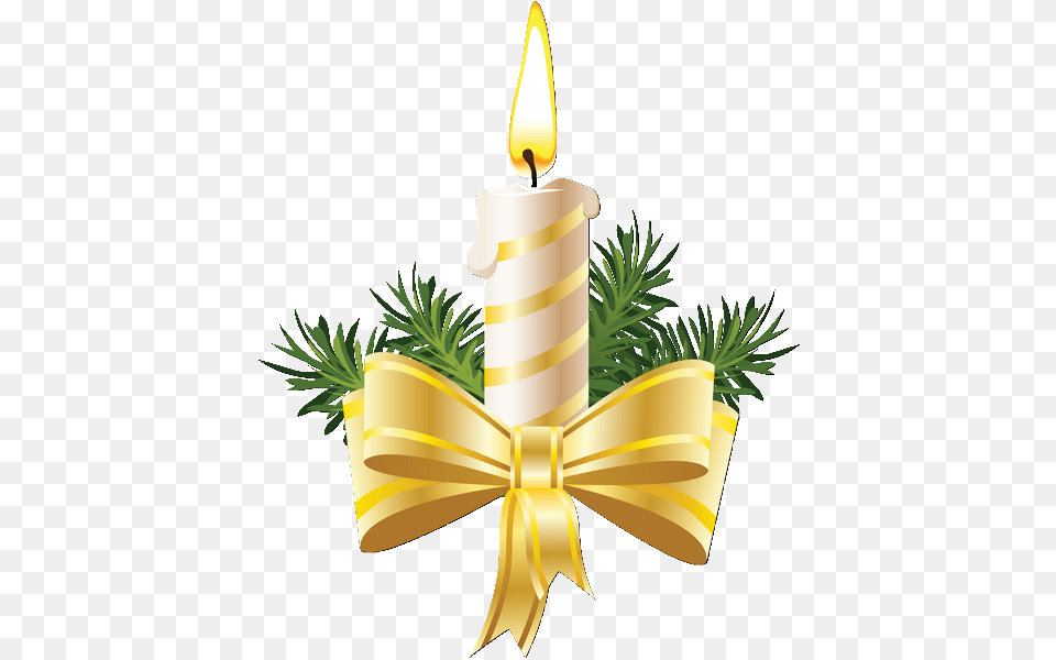 Christmas Candle And Gold Bow Clip Art Clip Art, Dynamite, Weapon Free Png Download