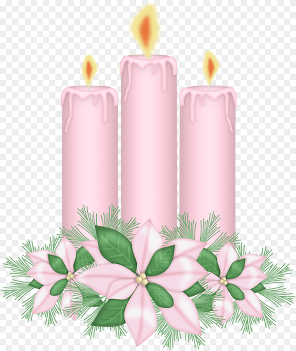 Christmas Candle Clipart Pink Camdles Clipart, Birthday Cake, Cake, Cream, Dessert Free Png Download