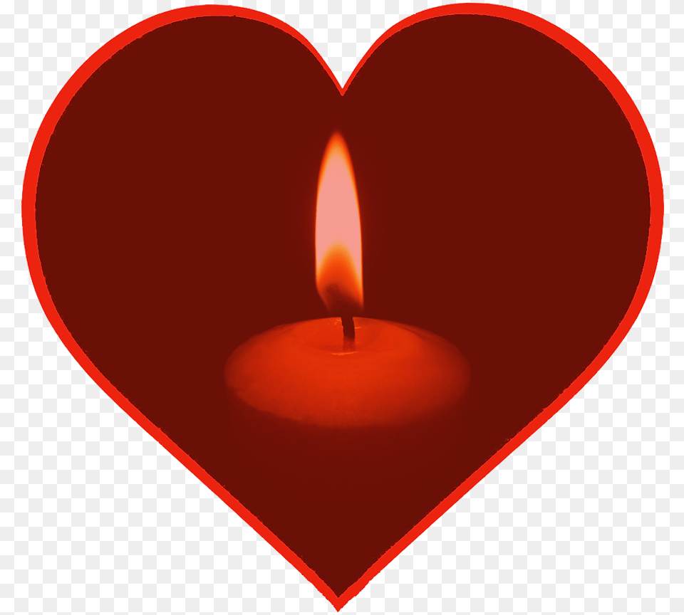 Christmas Candle In Heart Heart, Fire, Flame Free Png Download
