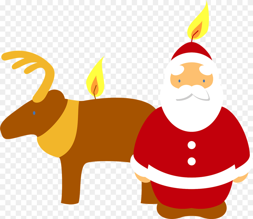 Christmas Candle Reindeer And Santa Clipart, Elf, Snowman, Snow, Winter Png Image