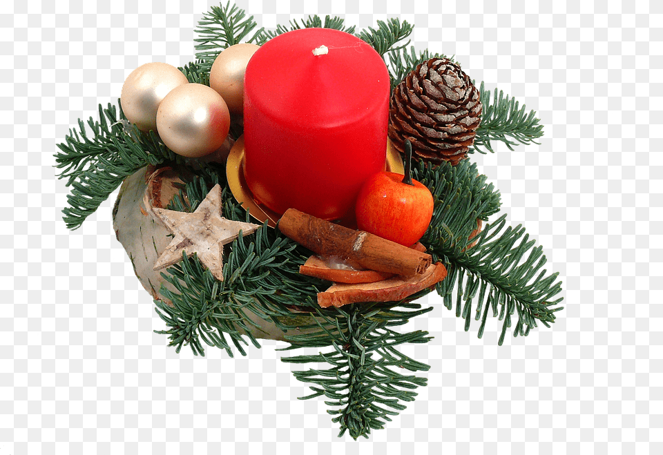 Christmas Candle Table Decoration, Tree, Plant, Fir, Conifer Free Png Download