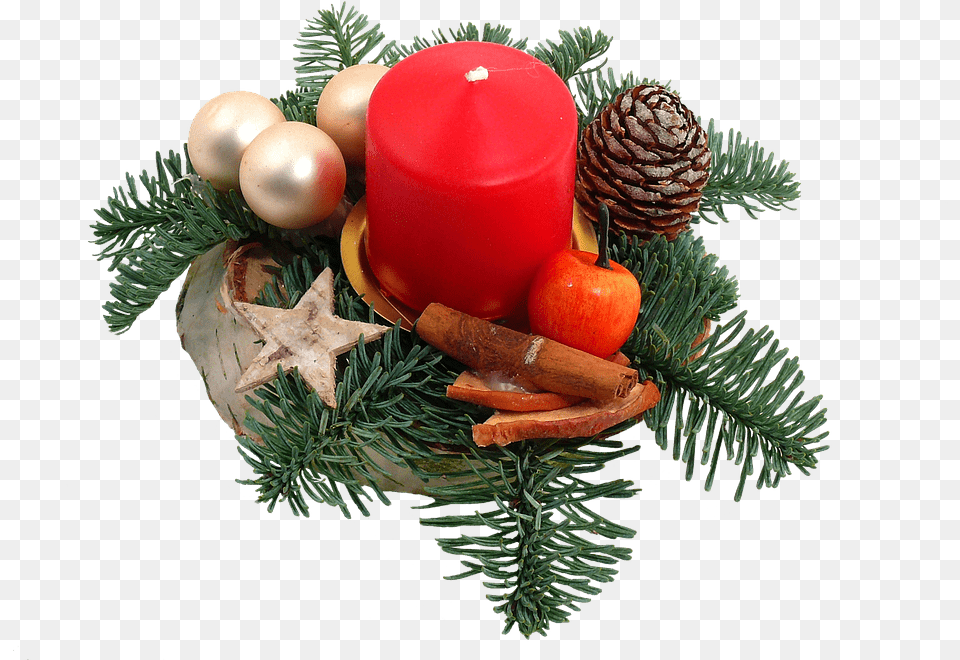 Christmas Candle Table Decoration Transparent Stickpng Christmas Table Decorations, Plant, Tree, Fir, Conifer Free Png Download