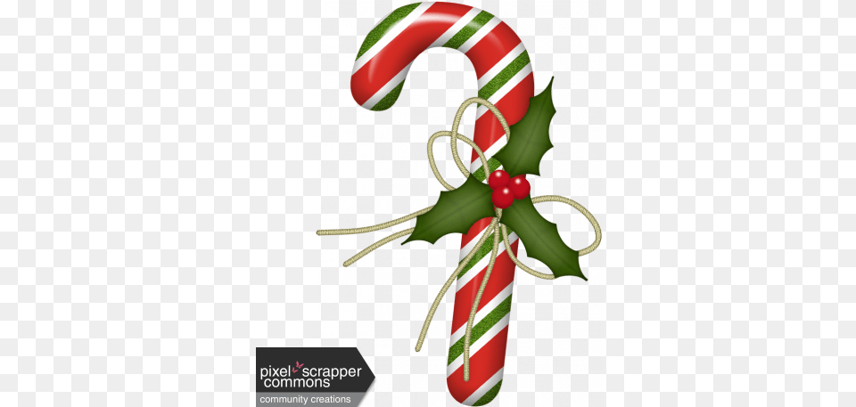 Christmas Candy Cane With Holly Graphic For Holiday, Stick, Food, Sweets, Dynamite Png