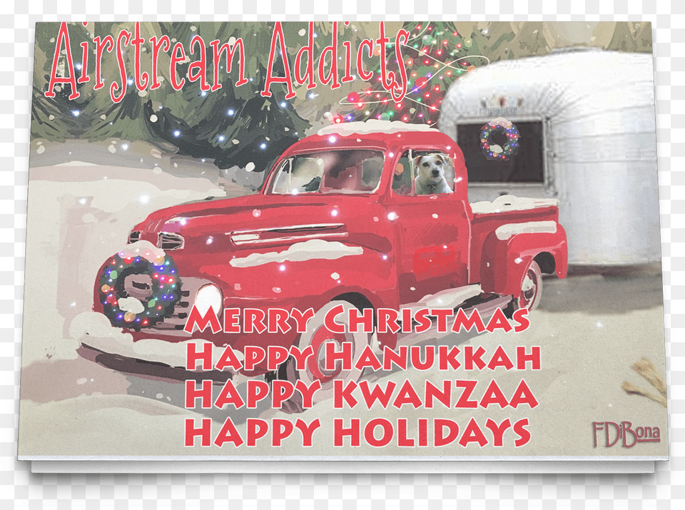 Christmas Card Red Truck Snow U2013 Airstreams Everywhere Ford, Vehicle, Transportation, Pickup Truck, Car Png