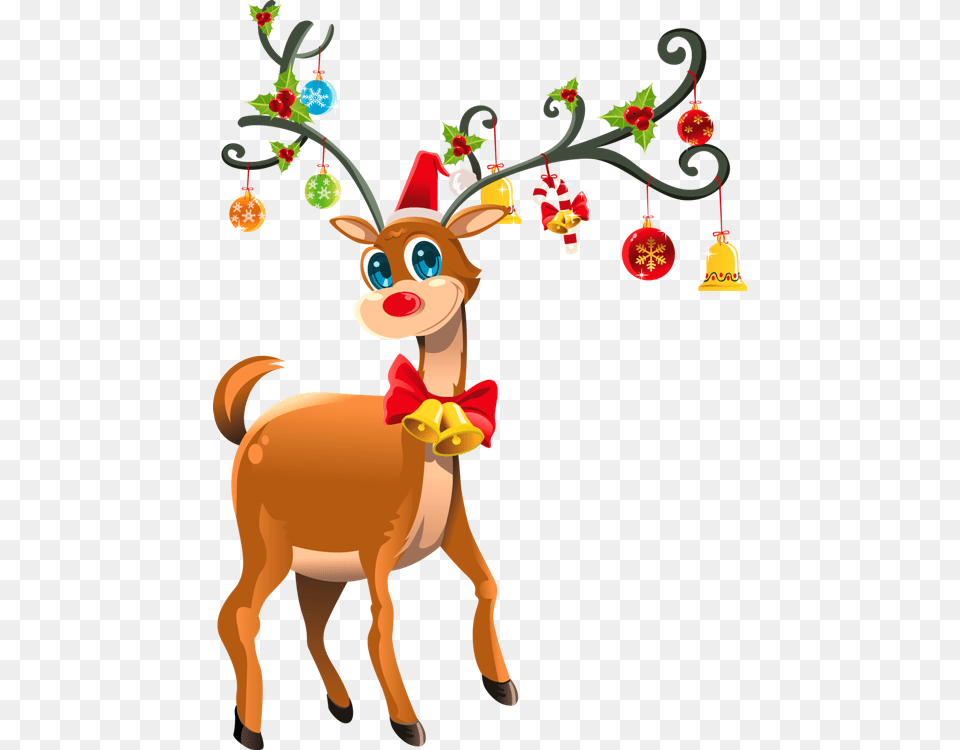 Christmas Card Rudolph Reindeer, Animal, Mammal, Wildlife, Deer Free Png Download