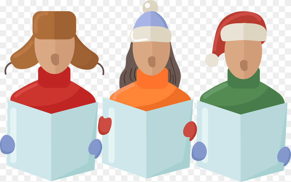 Christmas Carolers Clipart, Person, Reading, Baby, Box Png Image