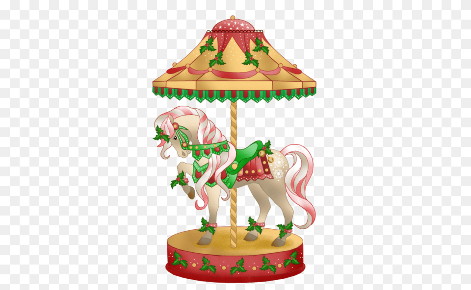 Christmas Carousel Horse Clip Art, Birthday Cake, Cake, Cream, Dessert Png Image