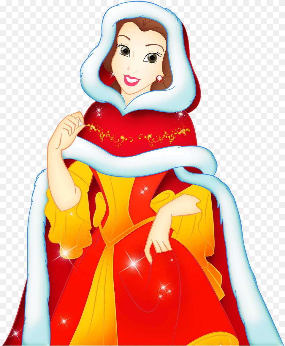 Christmas Cartoon Clipart Princess Belle Christmas, Clothing, Dress, Fashion, Gown Free Png Download