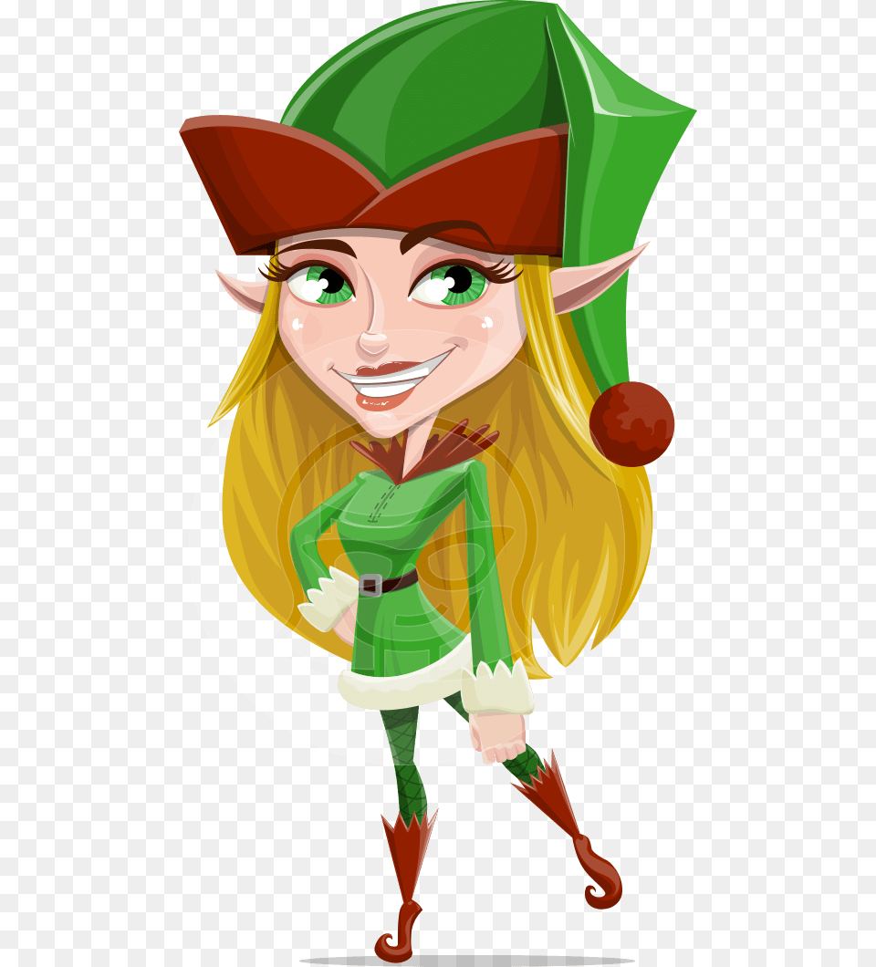 Christmas Cartoon Female Elf, Baby, Person, Clothing, Costume Png