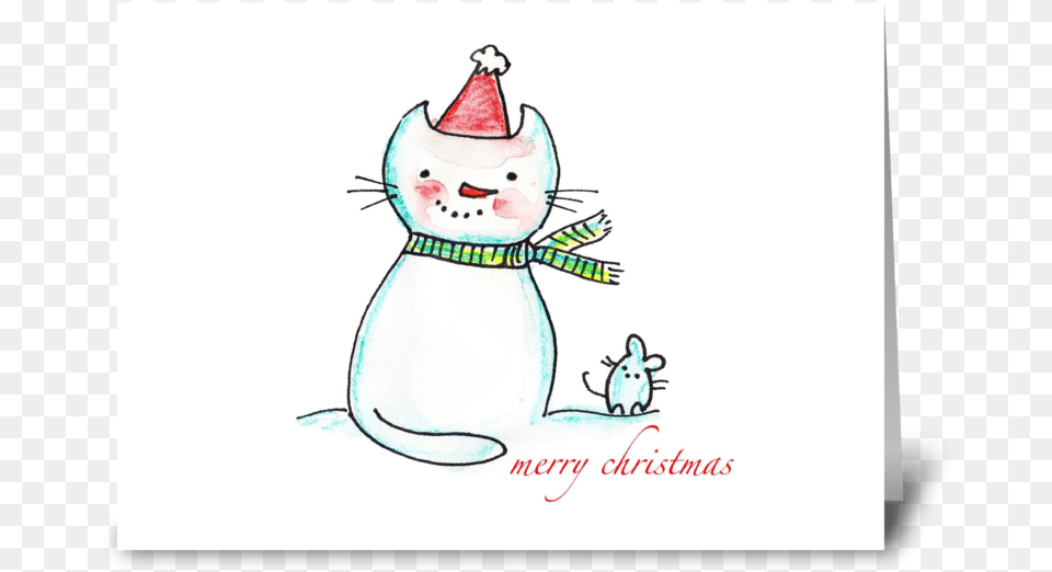 Christmas Cat Amp Mouse Greeting Card Cartoon, Nature, Outdoors, Winter, Snow Png