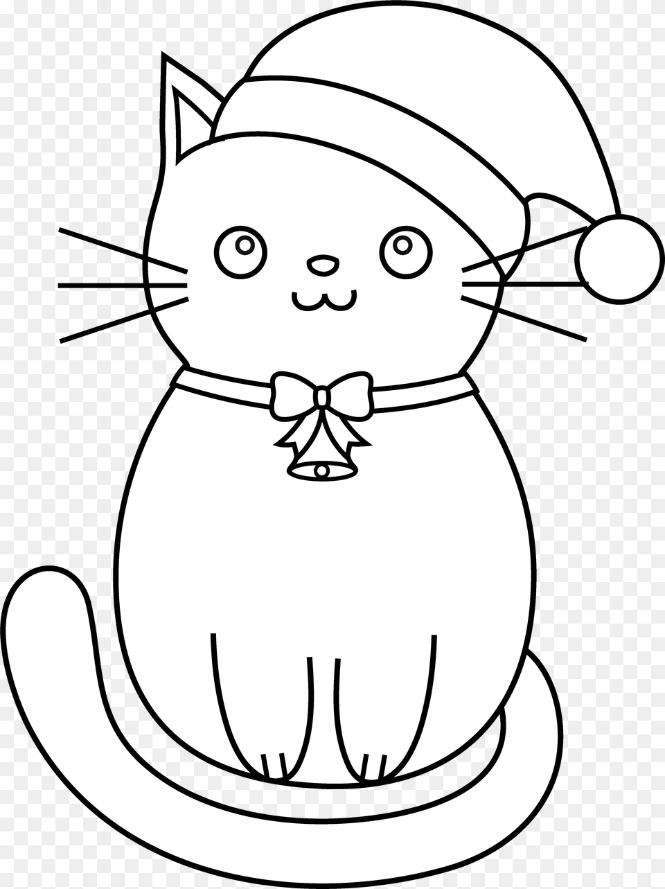 Christmas Cat Line Art Christmas Kitty Coloring Pages, Baby, Person, Face, Head Png
