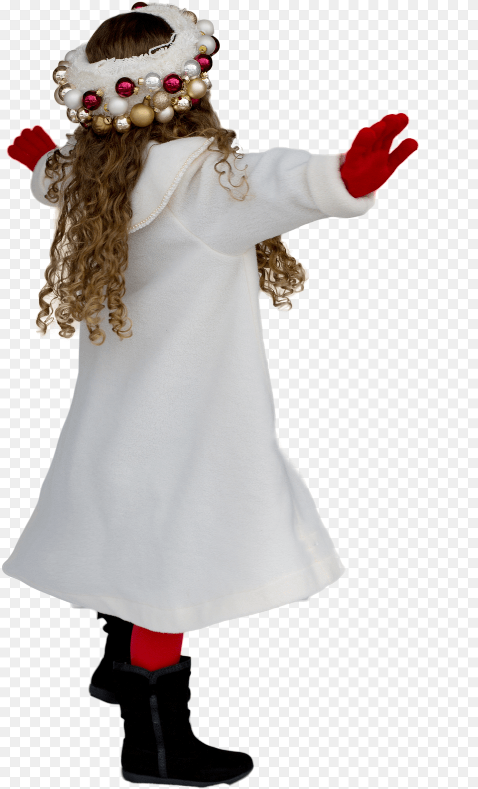 Christmas Child Girl Little Holiday Xmaschristmas Costume Hat, Glove, Person, Coat, Clothing Png