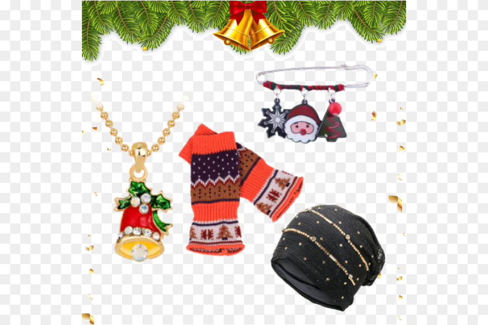 Christmas Christmasgift Cap Shopping Gloves Necklace Shoe, Accessories, Clothing, Hat, Jewelry Png Image