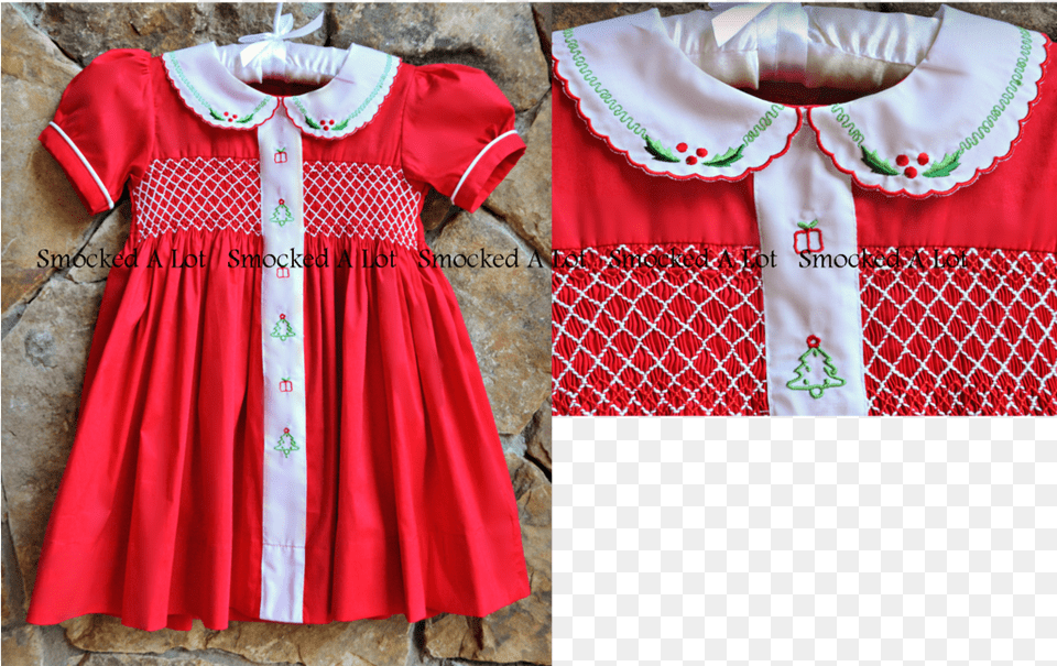 Christmas Classic Red Hand Smocked Embroidered Dress Disney Mickey And Minnie Mouse Christmas Dress, Blouse, Clothing, Pattern Free Png