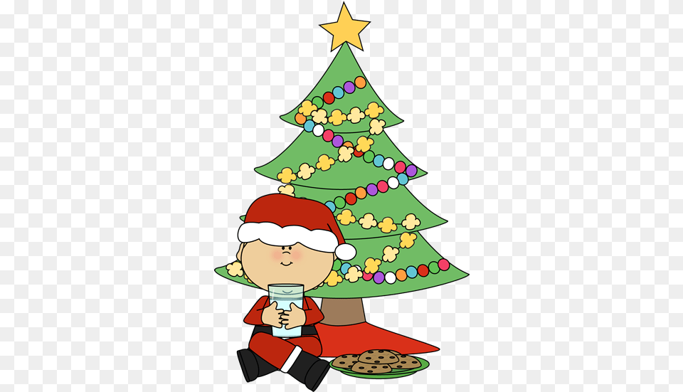 Christmas Clip Art Santa And Christmas Tree Clipart, Baby, Person, Christmas Decorations, Festival Png Image
