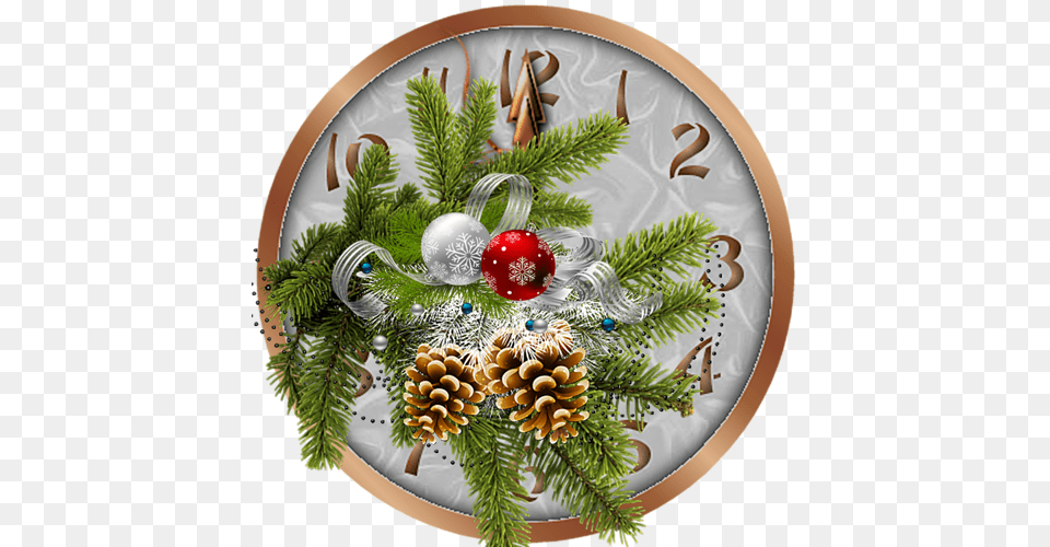 Christmas Clock Ornaments Pinecones Freetoedit Multi Ani 2018 Gif, Plant, Tree, Plate, Christmas Decorations Png