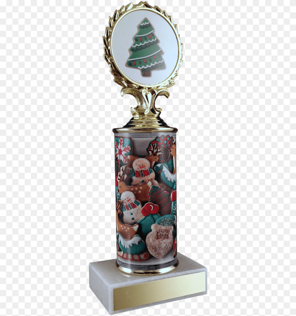 Christmas Cookie Column Trophy On Marble Christmas Trophies, Bottle, Cosmetics, Perfume, Christmas Decorations Free Png